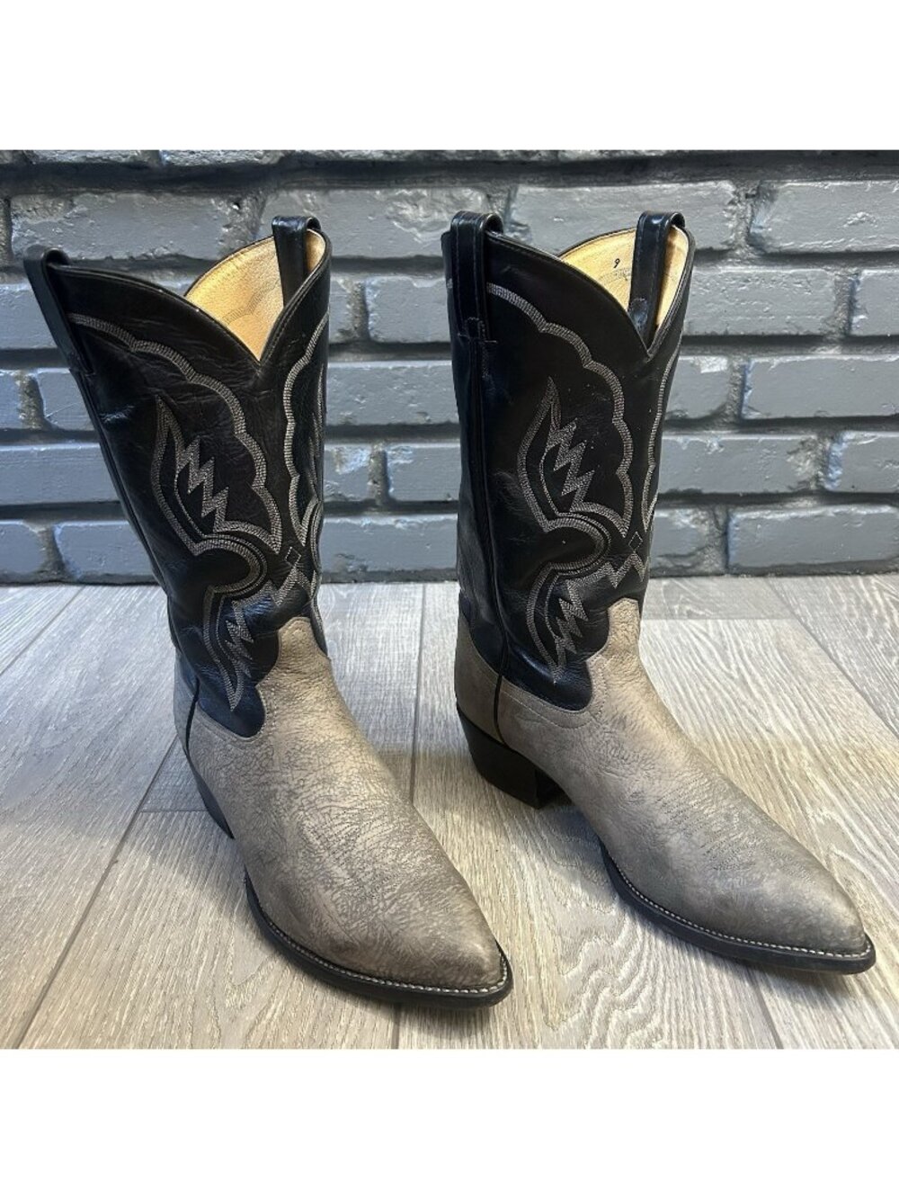 Tony Lama Vintage Sueded Bull Shoulder Western Cowboy Boots Mens 10.5 D